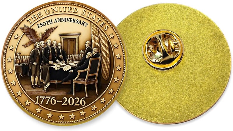 ZENRUIMING 2 Pcs America 250th Birthday Enamel Pins,250 years Anniversary Metal Gold Plated Lapel Pin, 1.4″ USA Patriot Collectible Accessories for Patriot's Day Independence Day - Image 3